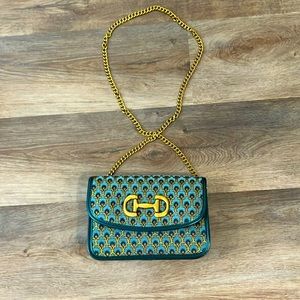Boden Teal Crossbody Bag with Gold Accents